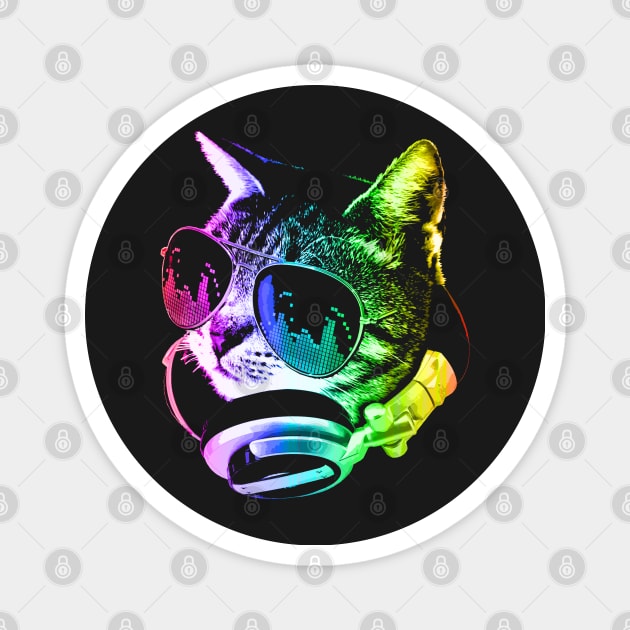 Rainbow Music Cat Magnet by robotface